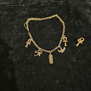 Gold Charm Necklace and Ring Set